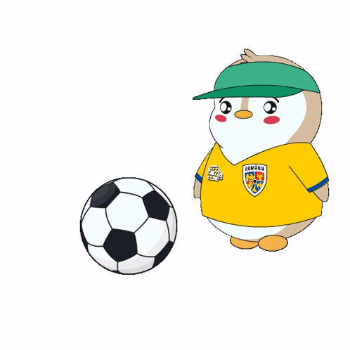 Penguin Football Time Kick GIF