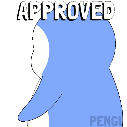 Penguin Giving Thumbs Up With Approved Text