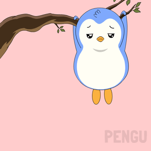 Penguin Hanging From Branch Hang in There