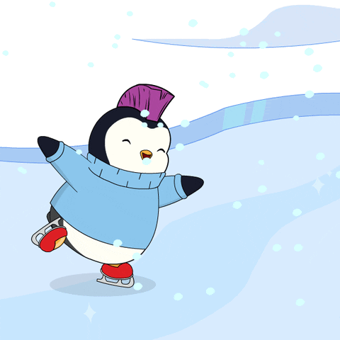 Penguin Happily Ice Skating GIF