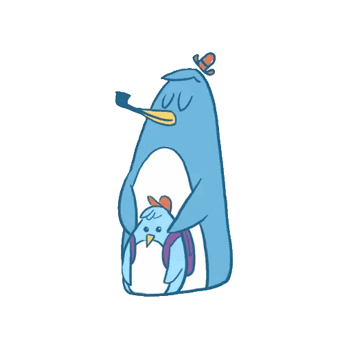 Penguin Holding Another With Daddy Text