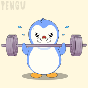 Penguin Holding Barbell with Pengu Text
