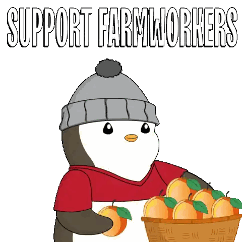 Penguin Holding Basket of Apples