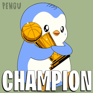 Penguin Holding Basketball And Trophy GIF