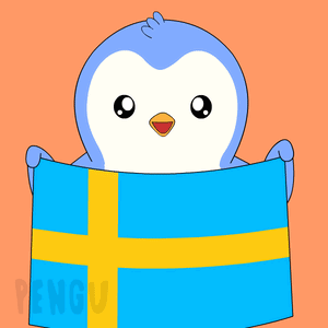 Penguin Holding Blue And Yellow Flag Saying Penguin GIF