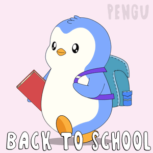 Penguin Holding Book and Backpack Back to School
