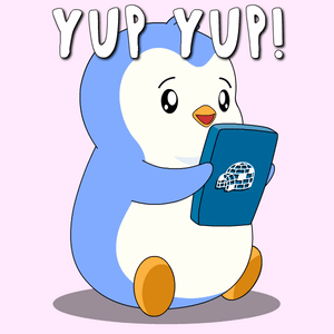 Penguin Holding Book Saying Yup Yup