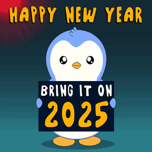 Penguin Holding Bring It On 2025 Sign GIF