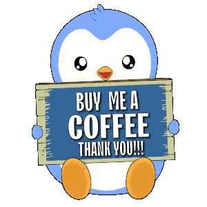 Penguin Holding Buy Me Coffee Sign