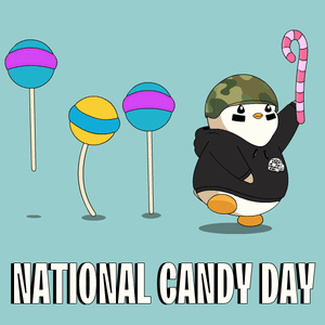 Penguin Holding Candy Cane In Helmet And Hoodie National Candy Day GIF