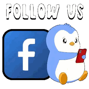 Penguin Holding Cellphone Next to Facebook Logo