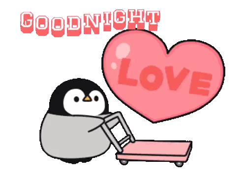 Penguin Holding Chair Next to Love Heart