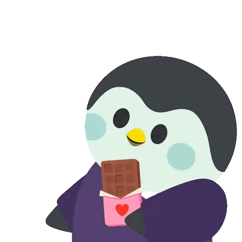 Penguin Holding Chocolate Bar