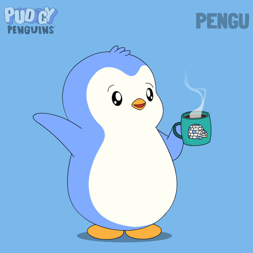 Penguin Holding Cup With Igloo and Name Pengu