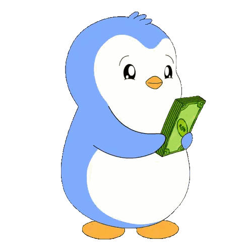Penguin Holding Dollar Bills