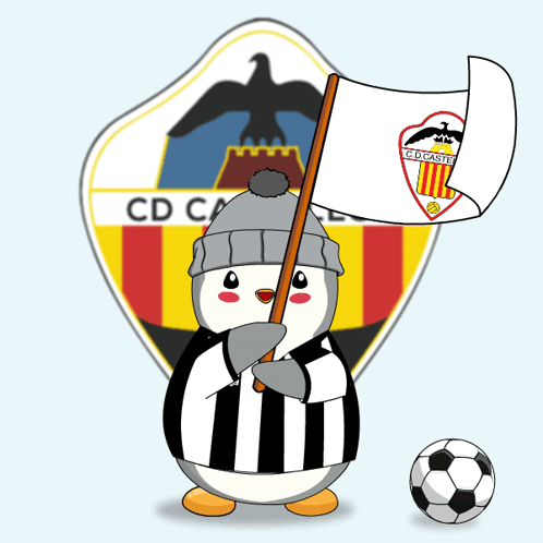 Penguin Holding Flag in Front of Crest CD CA
