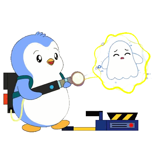 Penguin Holding Flashlight With Ghost