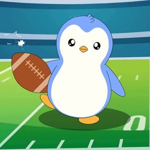 Penguin Holding Football on Field with 0