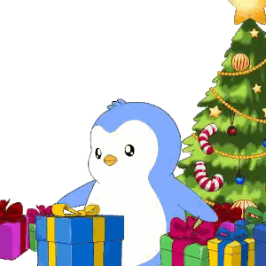 Penguin Holding Gift Box Christmas