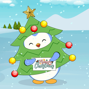 Penguin Holding Gift Box Saying Merry Christmas