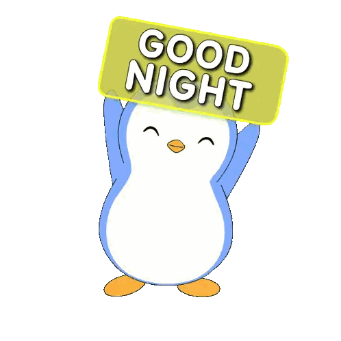 Penguin Holding Good Night Sign