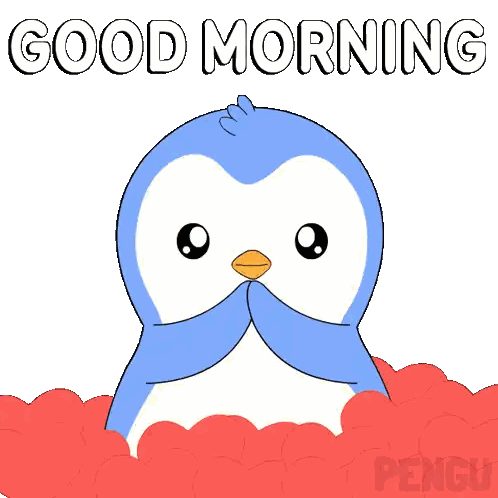 Penguin Holding Heart Good Morning