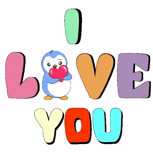 Penguin Holding Heart in Front of Love
