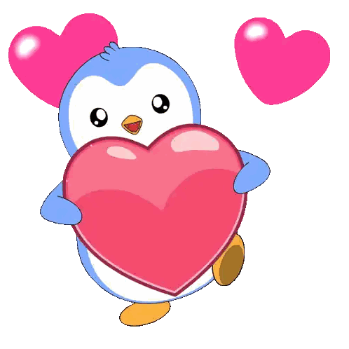 Penguin Holding Heart With Pink Behind