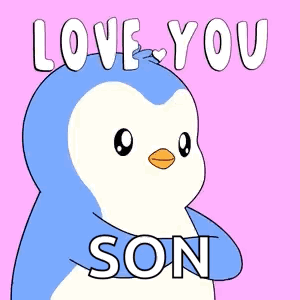 Penguin Holding Hearts Saying Love You Son