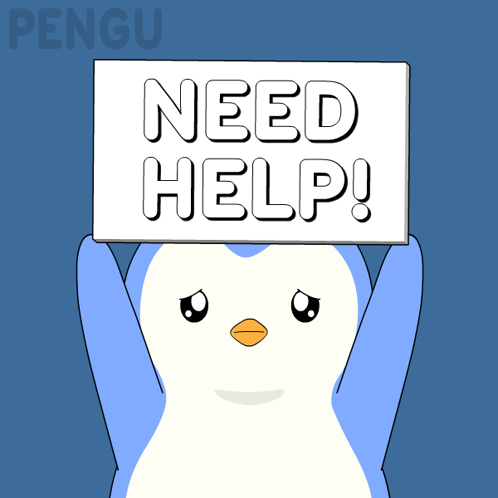 Penguin Holding Help Sign