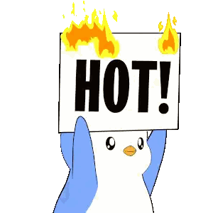 Penguin Holding Hot Sign