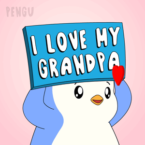Penguin Holding I Love My Grandpa Sign GIF