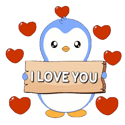 Penguin Holding I Love You Sign