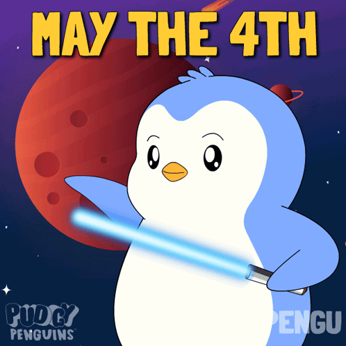 Penguin Holding Light Saber May the 4th