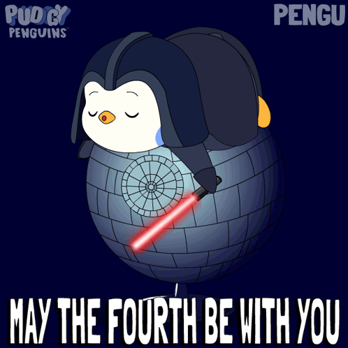 Penguin Holding Lightsaber May The Fourth GIF