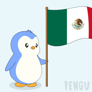 Penguin Holding Mexican Flag