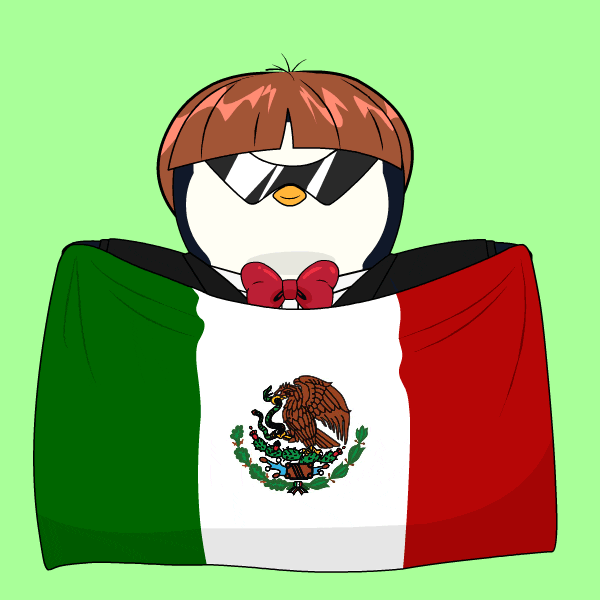 Penguin Holding Mexico Flag GIF