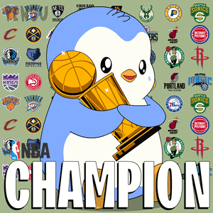 Penguin Holding NBA Champion Trophy GIF