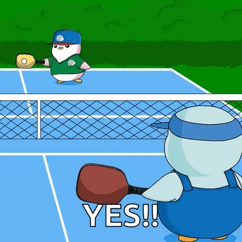 Penguin Holding Paddle Saying Yes