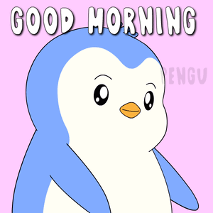 Penguin Holding Pancakes With Syrup Saying Good Morning