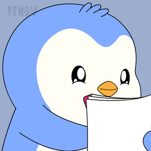 Penguin Holding Pencil in Beak Reading Book
