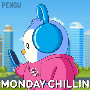 Penguin Holding Phone And Pink Hoodie Monday Chillin GIF