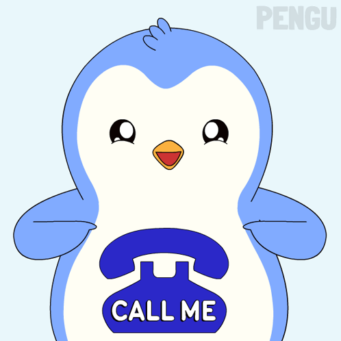 Penguin Holding Phone Saying Call Me GIF