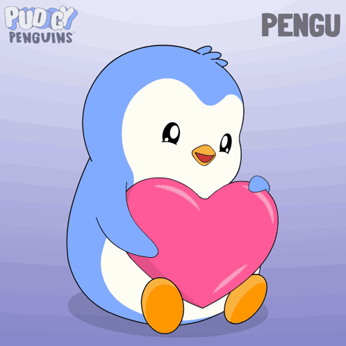 Penguin Holding Pink Heart