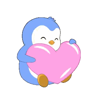 Penguin Holding Pink Heart