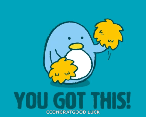 Penguin Holding Pom Pom You Got This GIF
