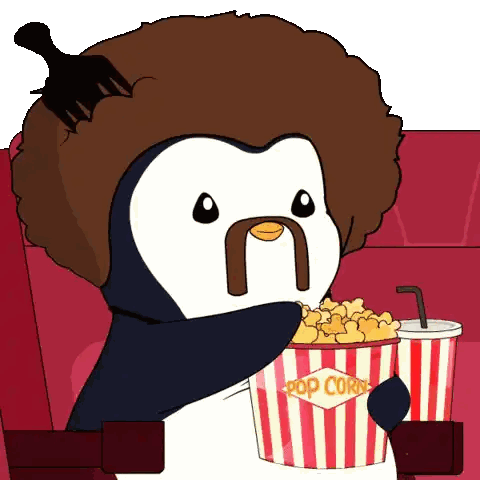 Penguin Holding Popcorn Bucket