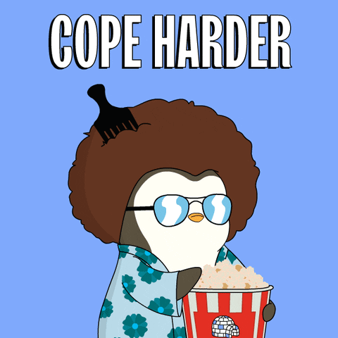 Penguin Holding Popcorn Bucket with Cope Harder