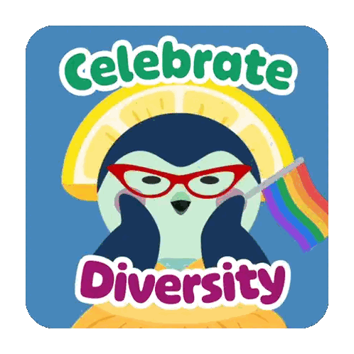 Penguin Holding Rainbow Flag Celebrate Diversity