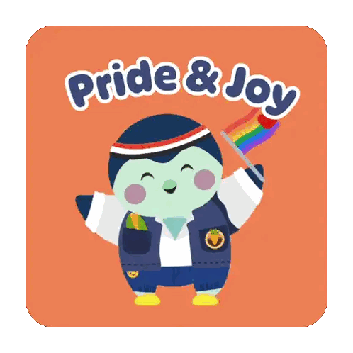 Penguin Holding Rainbow Flag Pride Joy